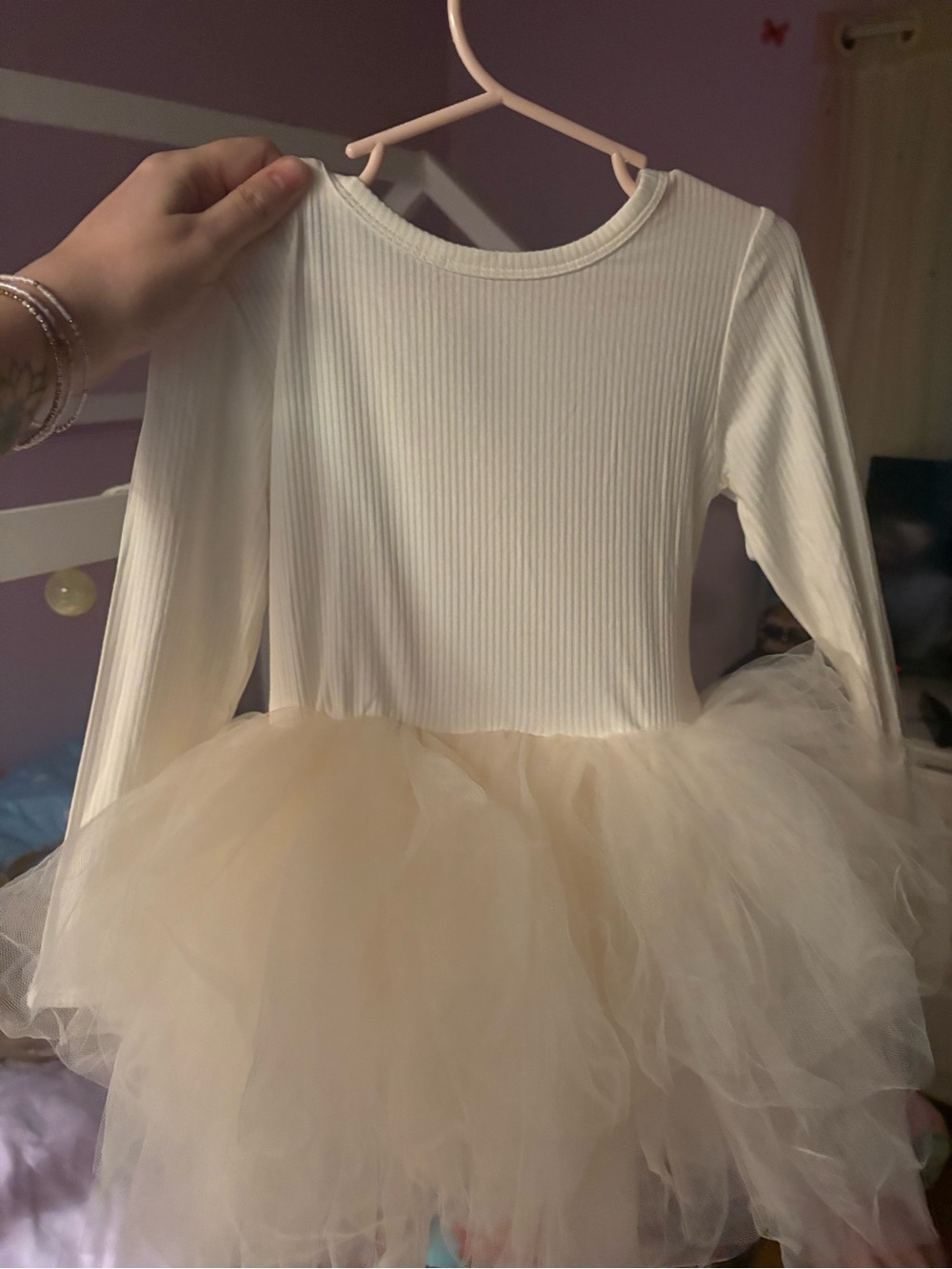 Bums n Roses Size 5 Year Cream Tutu with built in bodysuit